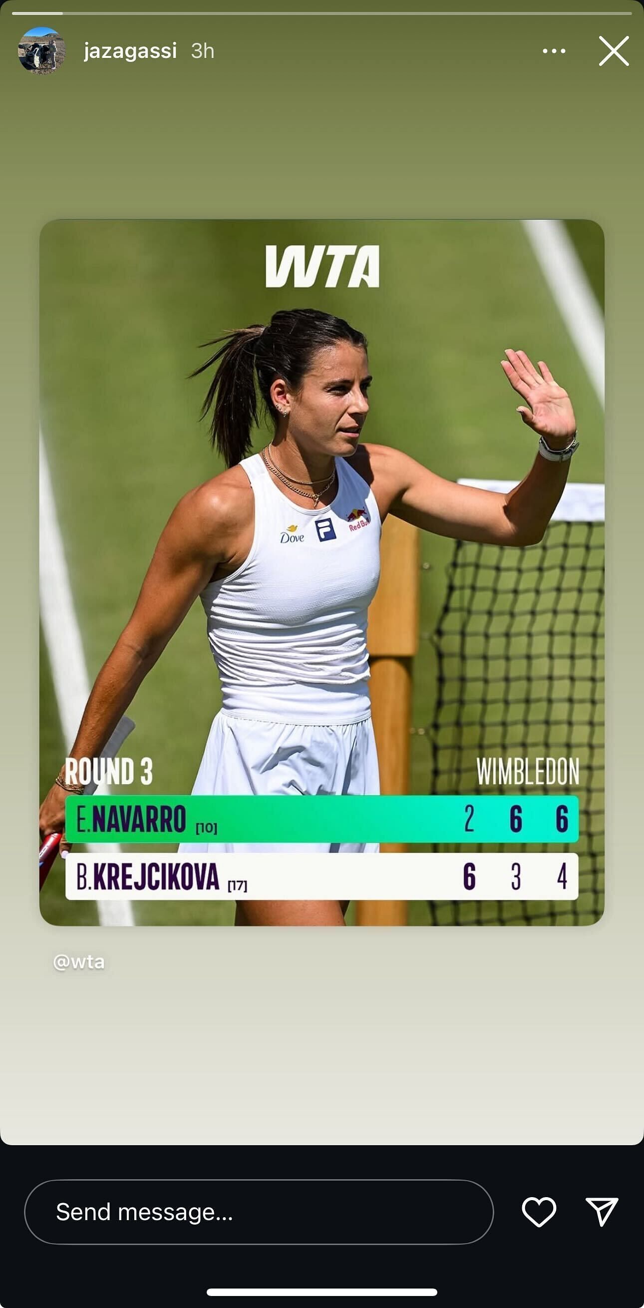 Jaz Agassi shares an update on Instagram/@JazAgassi